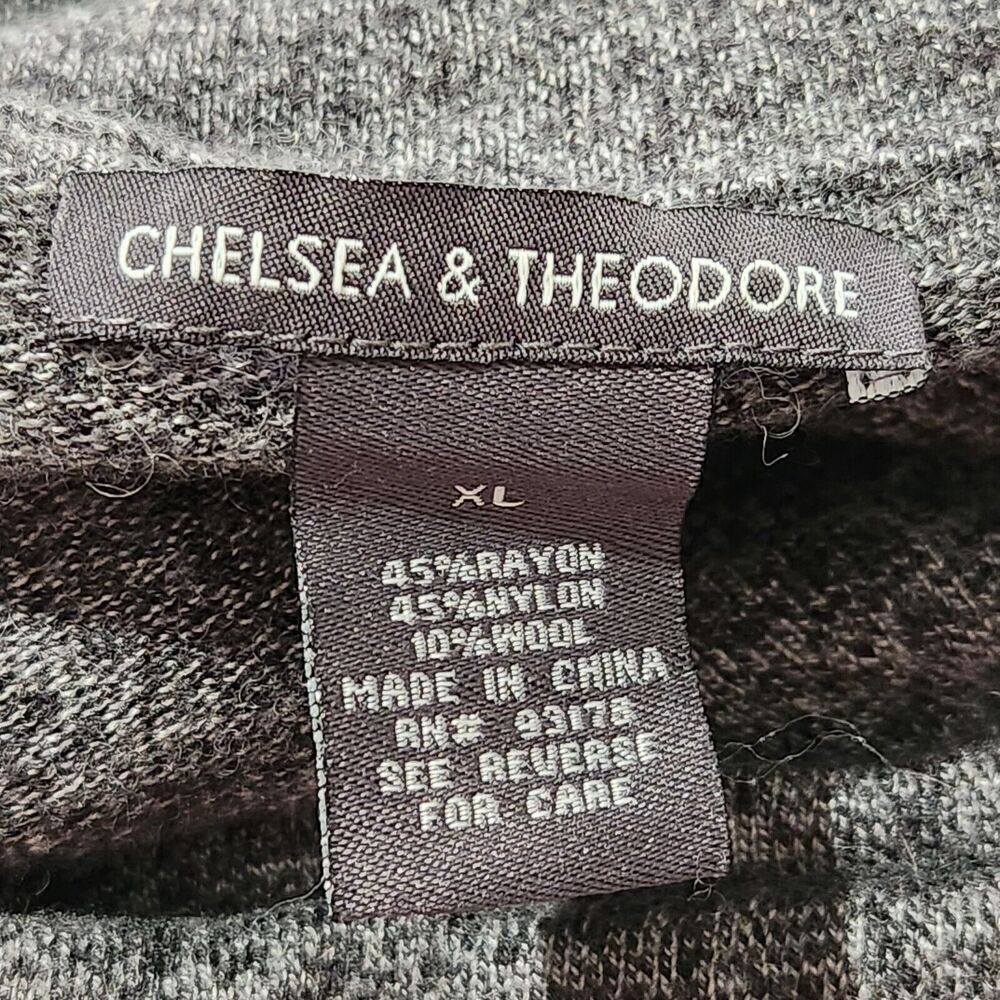 Chelsea and Theodore Top Sweater XL Gray Charcoal Fringed Cowl Neck Wool Blend. - Picture 10 of 12
